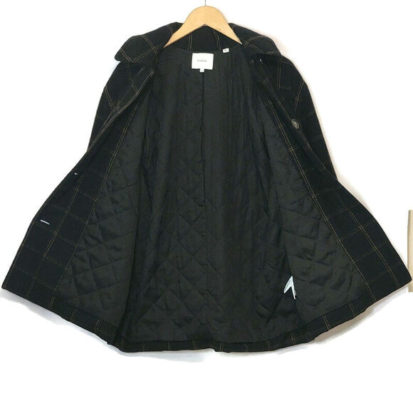 Vince Wool Cashmere Plaid Padded Shirt Jacket Shacket Black Tan Button Down XL - Picture 8 of 16